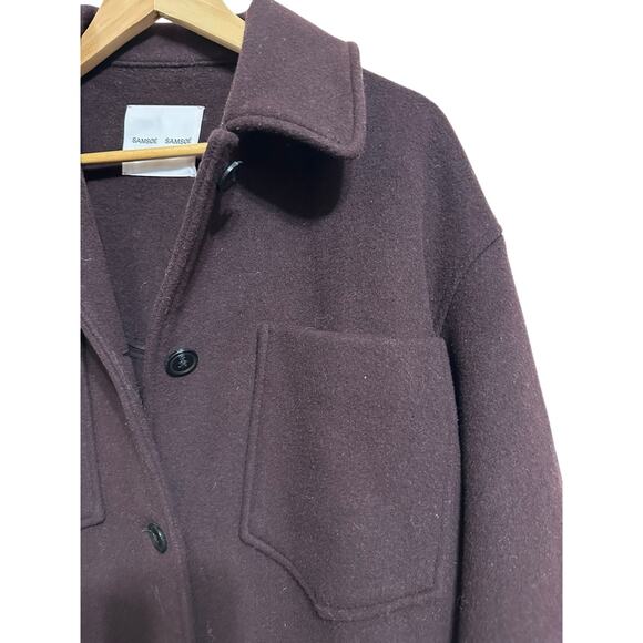 Samsøe and Samsøe Dione Overshirt Chocolate Plum size Large - Picture 2 of 6